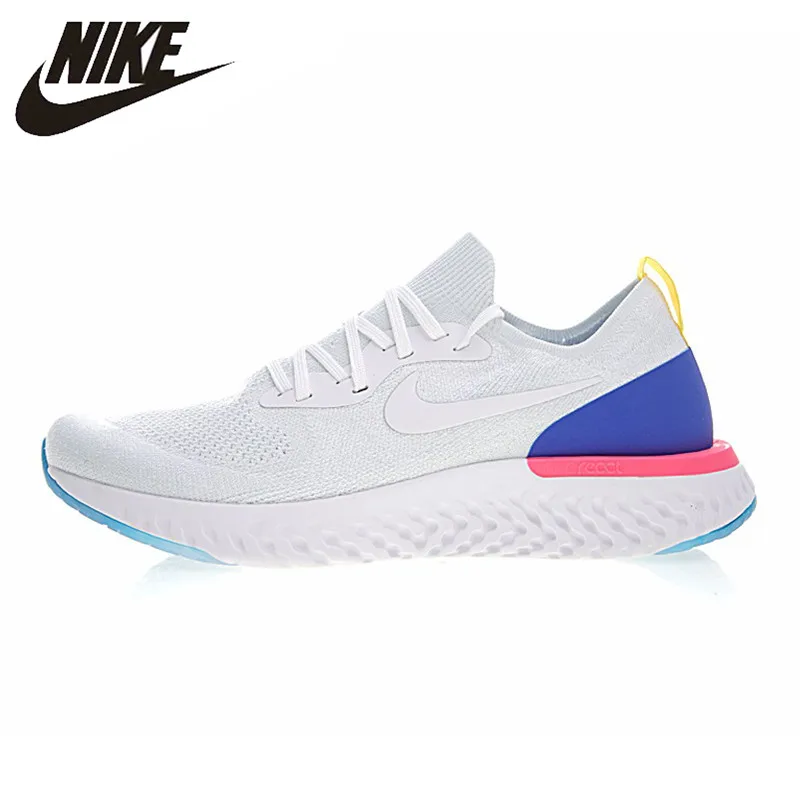 

Nike Epic React Flyknit Men's and Women's Running Shoes, White, Shock Absorbing Non-Slip Wear Resistant Breathable AQ0067 101