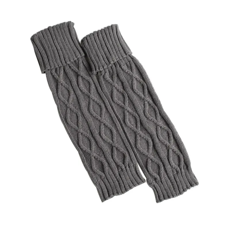 Женские гетры зимний теплый вязанный мех trimcuffes Toppers Boot Socks сплошной цвет