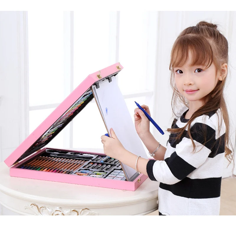 

Wooden box with easel brush painting suit crayon watercolor pen children's Christmas gift school prizes