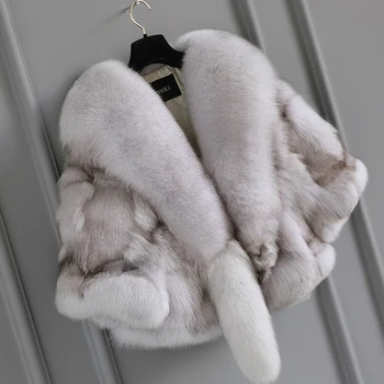 

High Quality Women Warm Real Fox Fur Coat Short Winter Fur Jacket Outerwear Natural Fox Fur Coats for Women Large Collar Z244