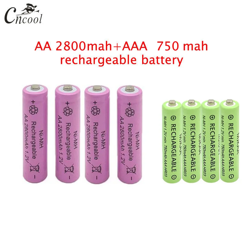 20 pcs AA 2800mAh Ni MH Rechargeable Batteries + 20 pcs AAA 750mAh