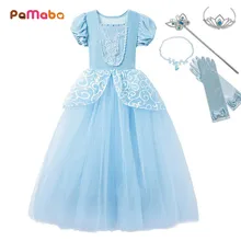 PaMaBa/платья Золушки для девочек; наряд принцессы; многослойные вечерние платья для макияжа; платье для выпускного бала; костюмы Золушки