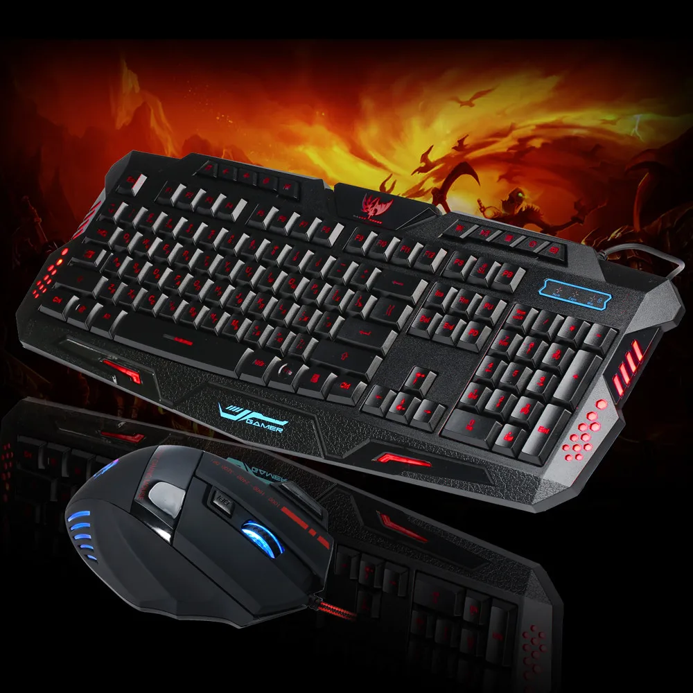 

LED Gaming Wire 2.4G keyboard And 5500DPI Mouse Computer Multimedia Computer Mechanical Touch Backlight Keyboard Mouse Set