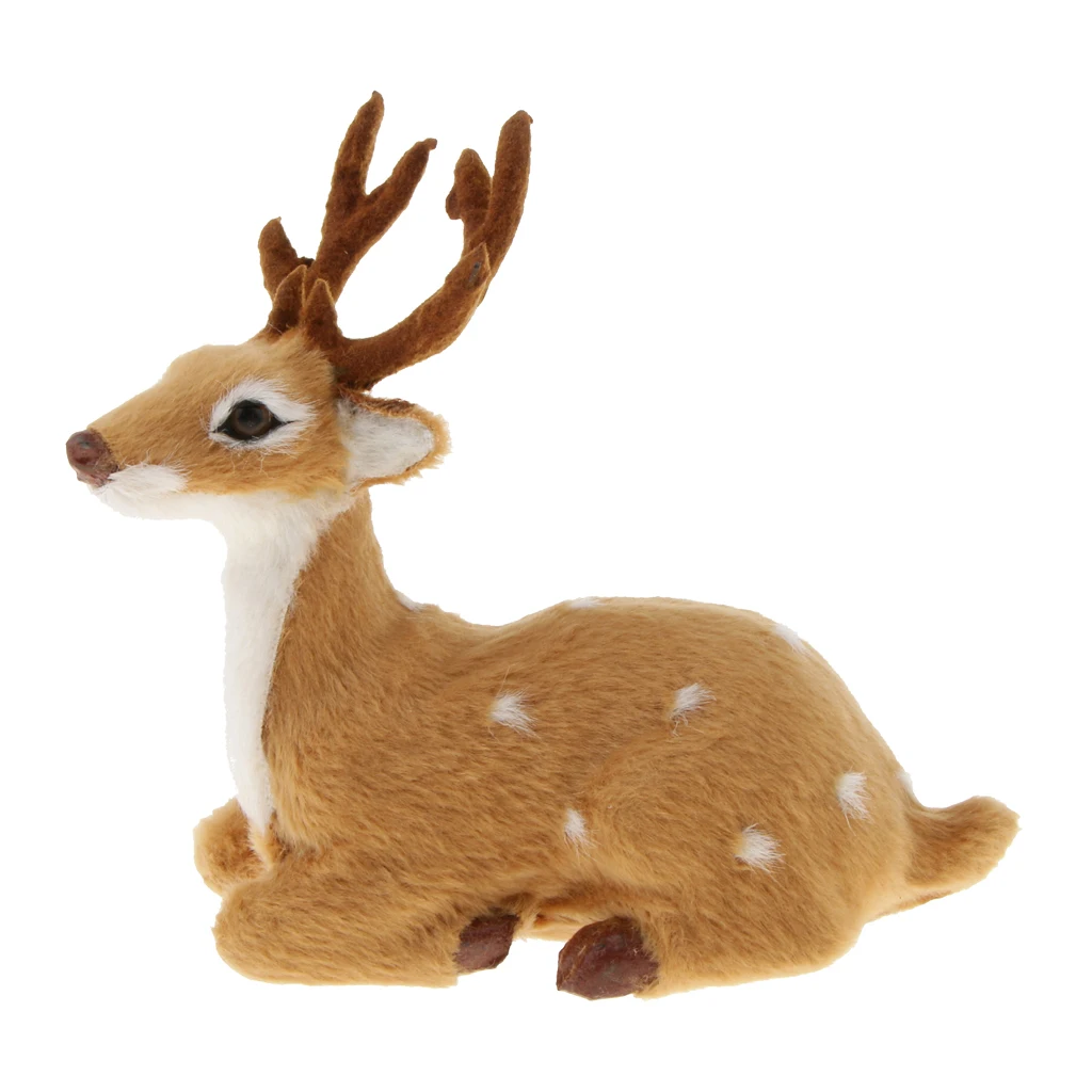 Pack of 2 Christmas Lying Deer Model Reindeer Elk Doll Kids Children Toy Home Decorations