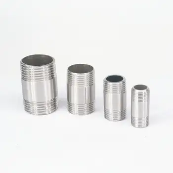 

LOT2 1/4" 1/2" 3/4" BSPT Male 304 Stainless Steel Barrel Nipple Pipe Fitting Connector Coupler