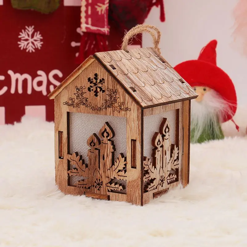 Рождественские елочные украшения, подвесной светодиодный светильник, деревянный дом для Висячие украшения для дома, отличный рождественский подарок, свадебный Navidad