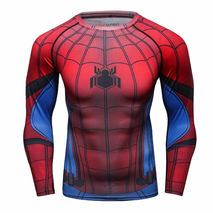 Супермена с Для мужчин рубашки с коротким рукавом «Бэтмен», «Череп» колготки функциональный нижнее бельё для девочек Фитнес Костюмы camiseta - Цвет: 5