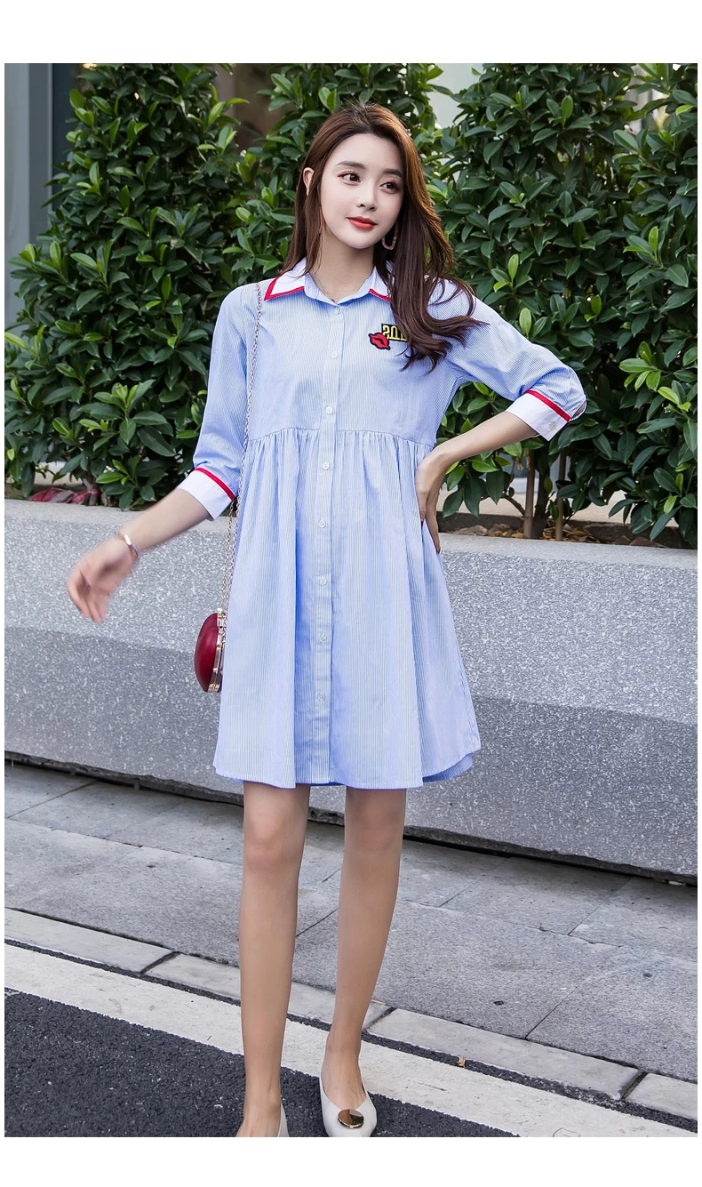 Maternity Dress Loose Large Size Pregnancy Clothes Fashion Pregnant Women Summer Korean Version Bare Shoulder Cotton dresses (16)