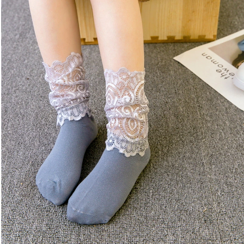 Детские носки, высокие носки, короткие носки, деловой кружевной комплект для девочек, черный, белый, синий, розовый, подходит для крупных девочек 3-8-9-18 лет