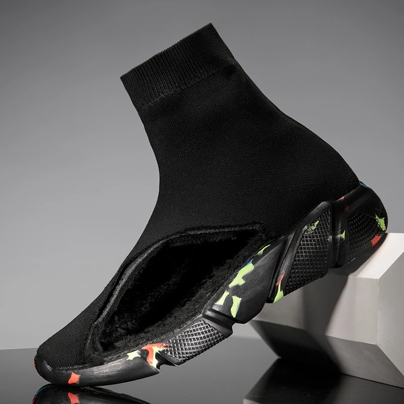 Sock Running Shoes Winter Sneakers Men High Ankle balenciaca sneakers Size 35-47 Stretch Fabric Black Womans Sports Footwear 