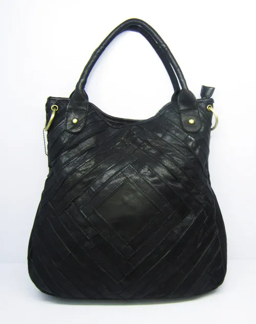 Дизайнерские высококачественные сумки из натуральной кожи для женщин, ручная работа, тканые сумки, женские радужные мешки с ремешком, bolsas de couro - Цвет: Черный