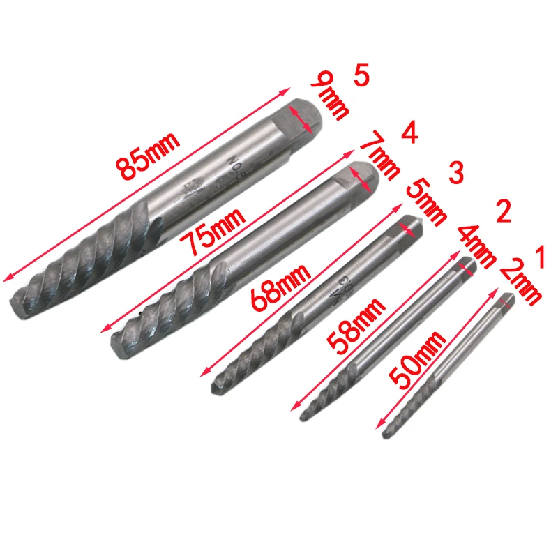 5 Pieces/set of 4-18mm Screws to Pull Out the Center Drill Damaged Screws Removal Tool Used to Remove Damaged Bolts Screw Bit 5 Pieces/set of 4-18mm Screws to Pull Out the Center Drill Damaged Screws Removal Tool Used to Remove Damaged Bolts Screw Bit