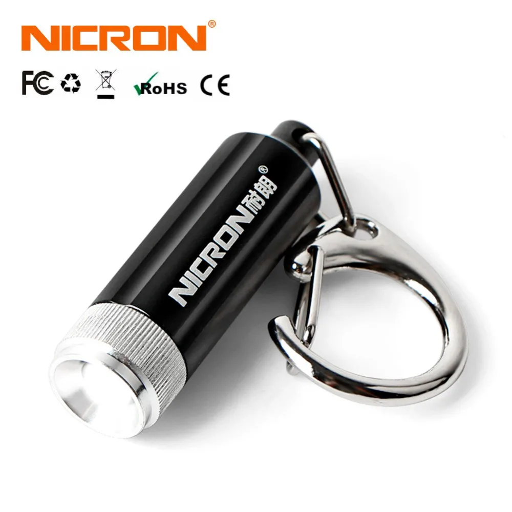 NICRON микро брелок Led вспышка светильник 10LM 50CD водонепроницаемый супер мини лампа