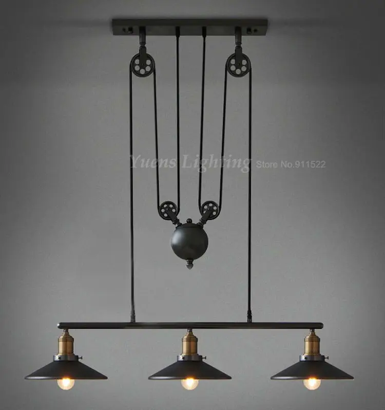 Loft vintage pendant lights Iron Pulley Lamp Bar Kitchen Home Decoration E27 Edison Light Fixtures Free Shipping Loft vintage pendant lights Iron Pulley Lamp Bar Kitchen Home Decoration E27 Edison Light Fixtures Free Shipping