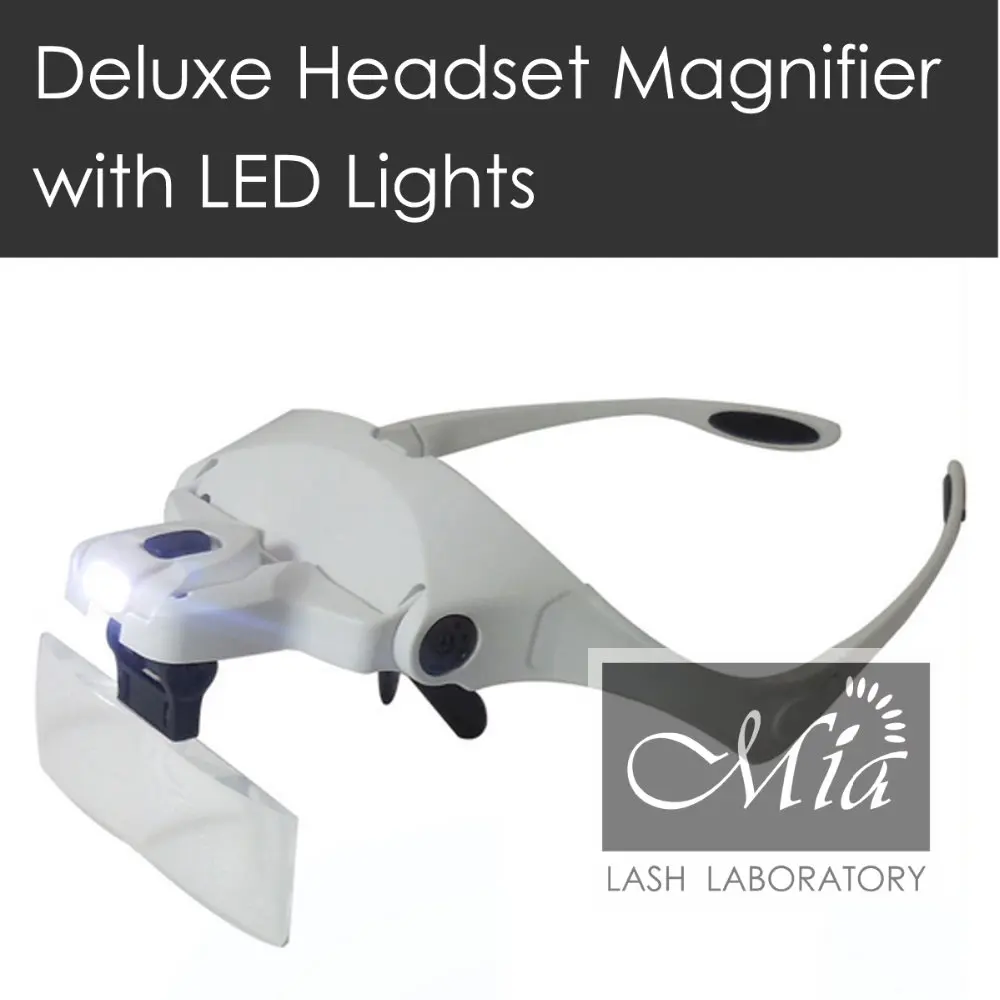 

White 5 Lens Headset Deluxe Magnifier Hand Free Magnifying Glass LED Eyelash Extension