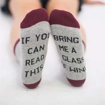 

20pair/lot 2017 Fashion Women Man If You can read this Bring Me a Glass of Wine Socks for Xmas Gift 15 Style One Size