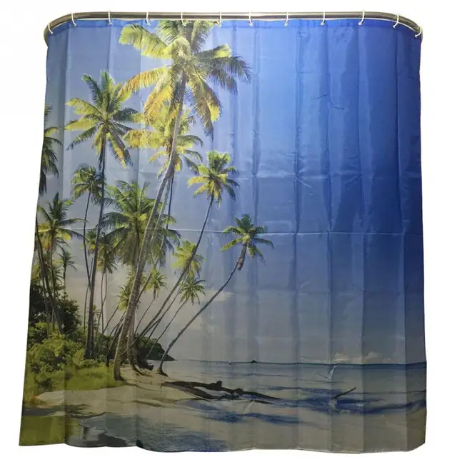 Seaview Palmboom Zomer Strand Polyester Douchegordijn Met 12 stks Haken Badkamer Producten in