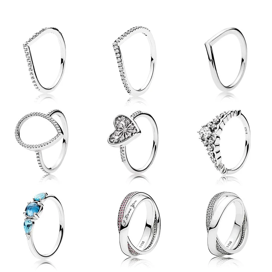 

NEW 925 Sterling Silver Heart Of Winter Ring Clear CZ Fairytale Tiara Patterns of Frost Moonlight Blue & Sky-Blue Crystal