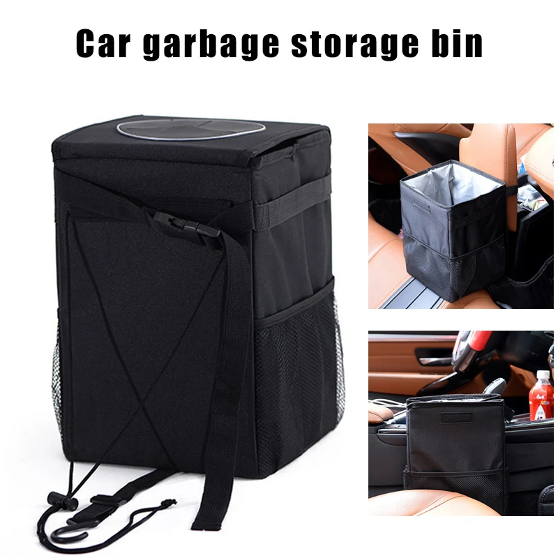 

Car Trash Can with Lid Portable Waterproof Garbage Bag Hanging Litter Bin LBShipping