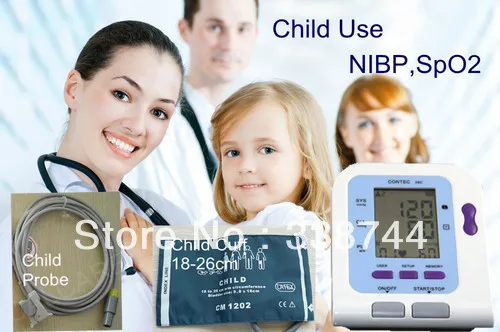 

CONTEC08C Digital Blood Pressure Monitor, NIBP+ child SPO2+child cuff+SW,CE approved sphygmomanometer