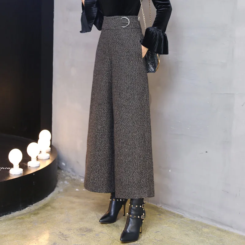 Lana La Nueva Desgaste Alta Sueltos Cintura Pierna Llegada Señora Pantalones Invierno Mujeres Longitud Tobillo De Trabajo Oficina Grey Cálido 2019 g8aqdg