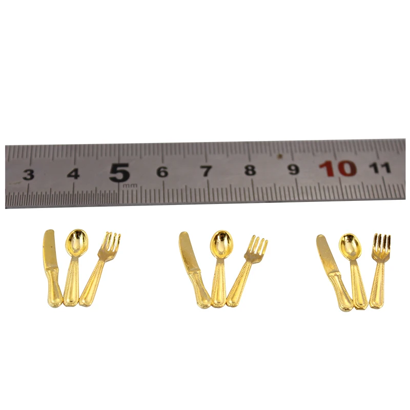 1:12 Scale Miniature cutlery metal knife mini dolls kitchen spoon fork tableware12 pieces dollhouse 1:12 Scale Miniature cutlery metal knife mini dolls kitchen spoon fork tableware12 pieces dollhouse