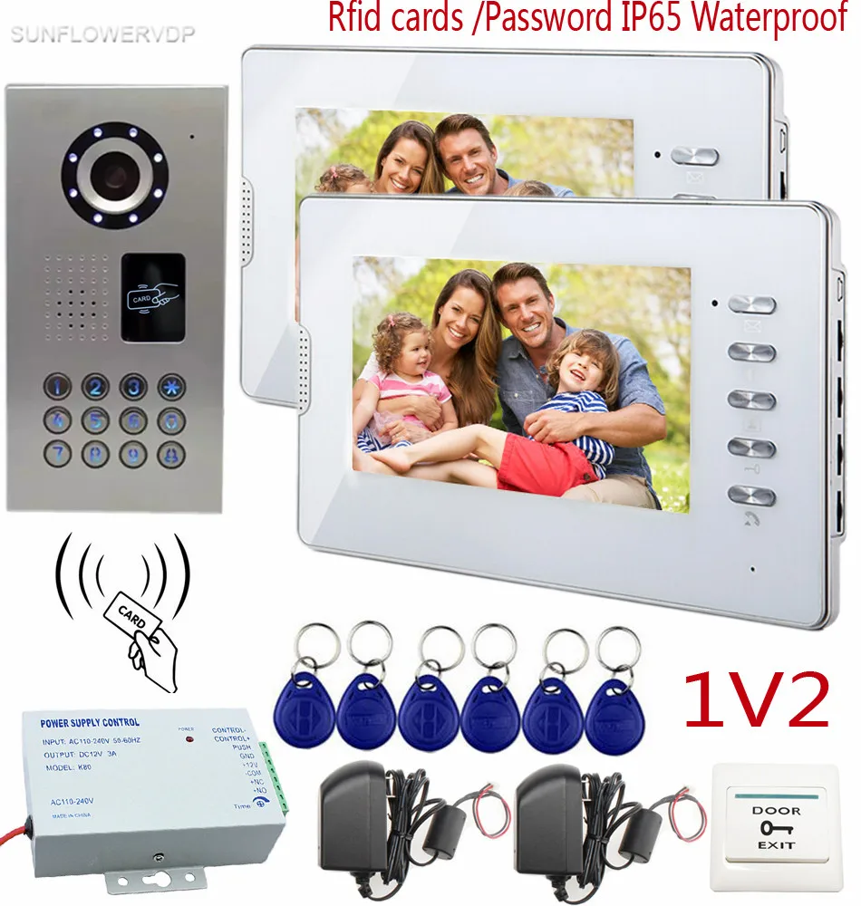 

SUNFLOWERVDP Doorbell With Camera IP65 Waterproof Rfid Card/Keyboard CCD 700TVL Camera Video Doorman House For Smart Home 1v2