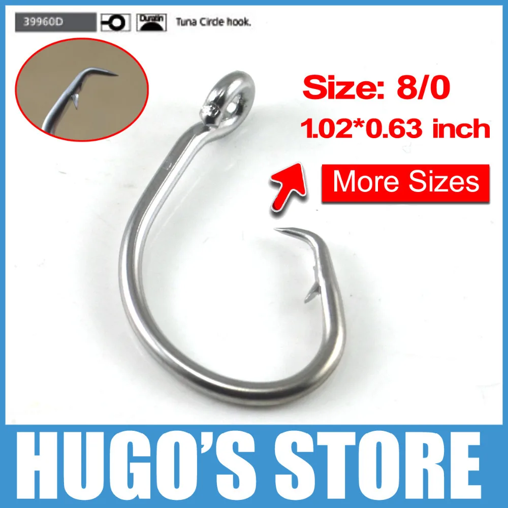 8PCS 39960 Tuna Circle Hook Salt Water Fishing Hooks 9/0 , 8/0 Trolling