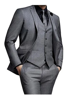 

Mens One Button 3 Piece Suit Groom Tuxedos Slim Fit Notch Lapel Wedding 2019 Blazer Men Suit Single Breasted Formal Casual