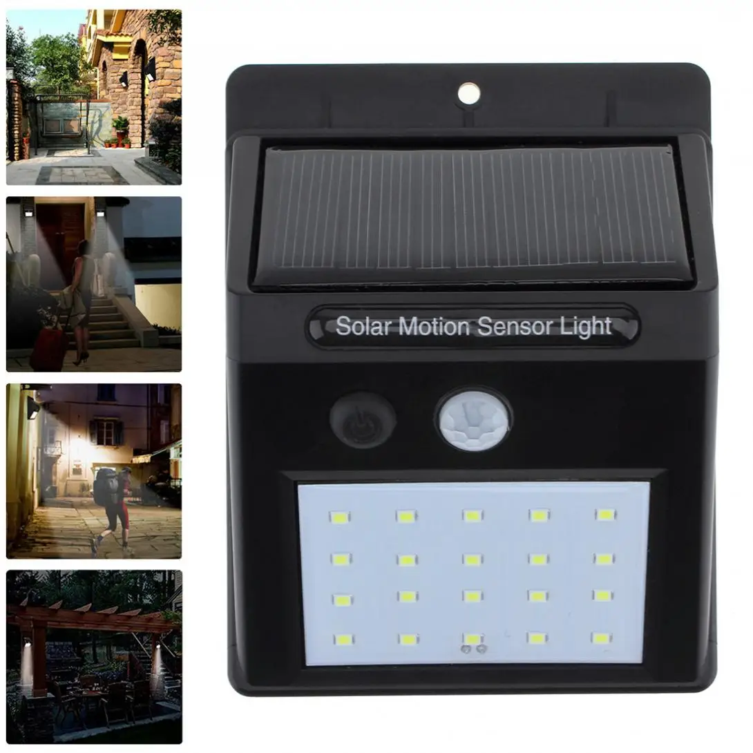 

Outdoor IP65 Waterproof 20 LEDS Rechargeable Solar Light Power PIR Motion Sensor Wall Light Night Sensor for Garden Yard Path