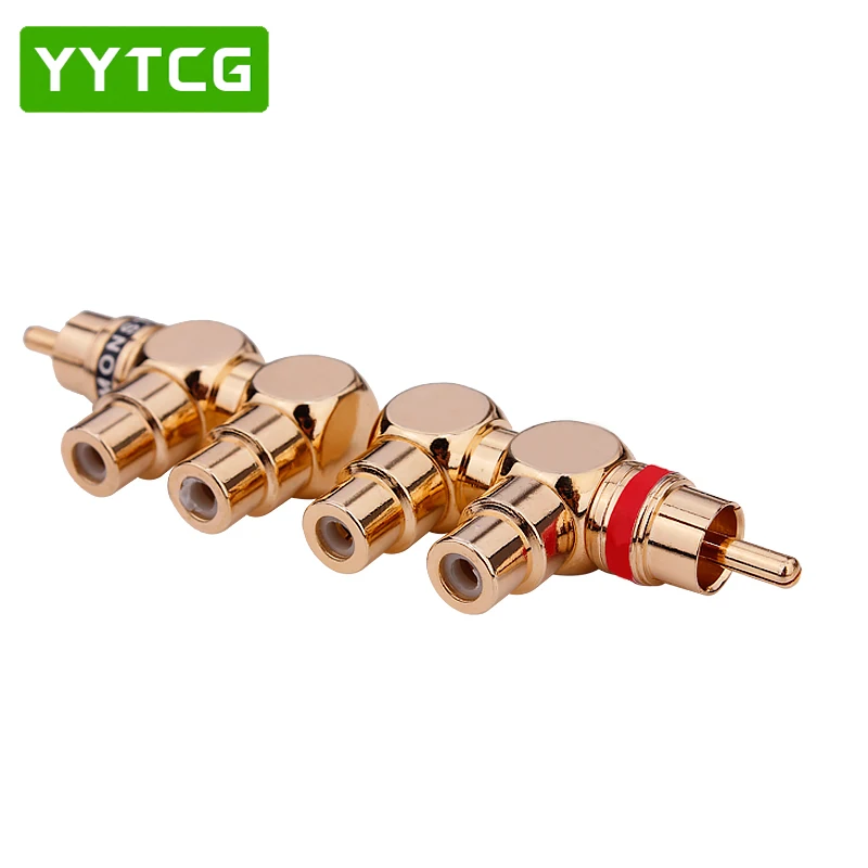 Banhado a Ouro Áudio e Vídeo Adaptador de Conector Vermelho + 1 Macho para 2 Yytcg Peças Peça Plugue Rca Traseiro Fêmea av Cabo 2 1 - Image 3