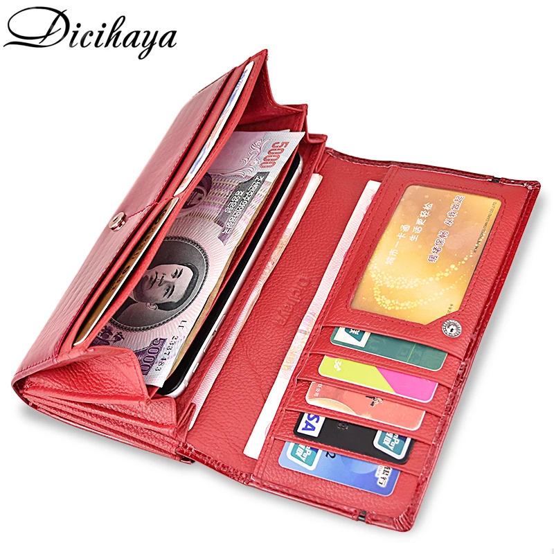 DICIHAYA Genuine Leather Women Wallet Multifunction Womens Clutch Wallets Brand Purses Femme Billetera Card Holder Phone Bag