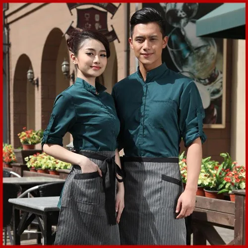 New Summer Restaurant Waiter Work Shirt Uniform Clothing For Men Women