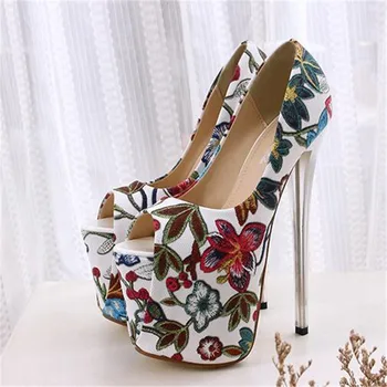 

BBZAI shoes woman Super large code 19cm Thin Heels waterprooF 7-9CM Round Toe Peep Toe Comfort Stage performance 34-49 50
