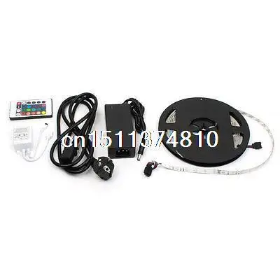 

EU Plug Power Adapter 3528 RGB Remote Control SMD LED Flexible Strip Light 5M