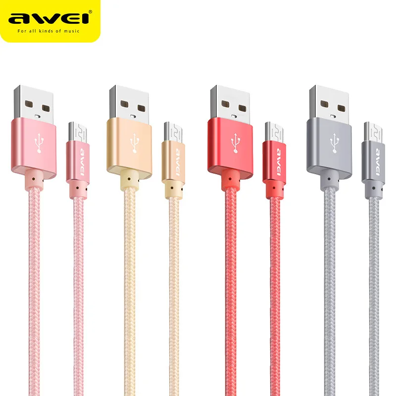 Awei CL-10 Android USB кабель для передачи данных сплав плетеный провод кабель для передачи данных для мобильного телефона для xiaomi huawei