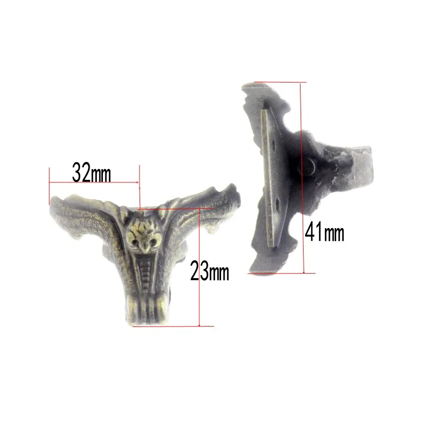 4 шт. античный Угловой протектор Бронзовый ящик для ювелирных изделий Деревянный корпус Декоративные ножки угловая защита