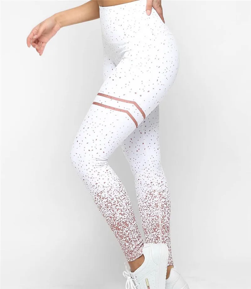 New Hot sale Women Pink Rosed Gold Print Leggings High Waist Women Sportwear Clothes Black Fitness Leggins thermal leggings