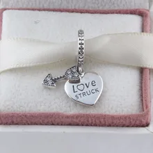 ZMZY Любовь Сердце со стрелой Висячие Аутентичные стерлингового серебра 925 талисманы бусины Pandora браслет для женщин ювелирные изделия подарок