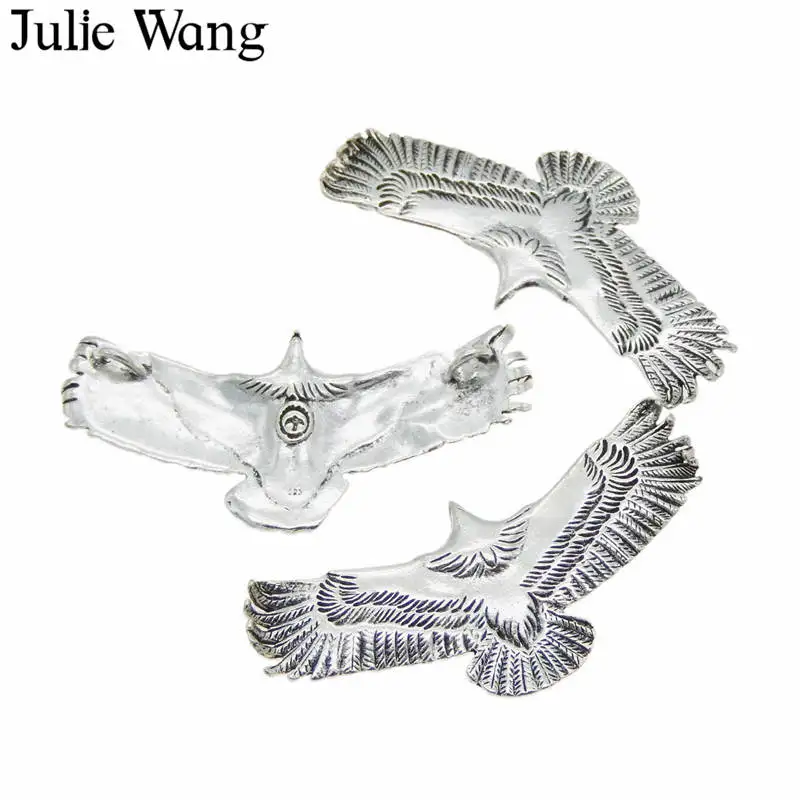 5 pcs Antique Style Copper Green Eagle Charms Necklace Pendant Jewelry Making