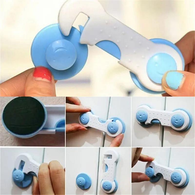 2Pcs Safety Plastic Lock Kids Safe Locks Doors Drawers Wardrobe Safety