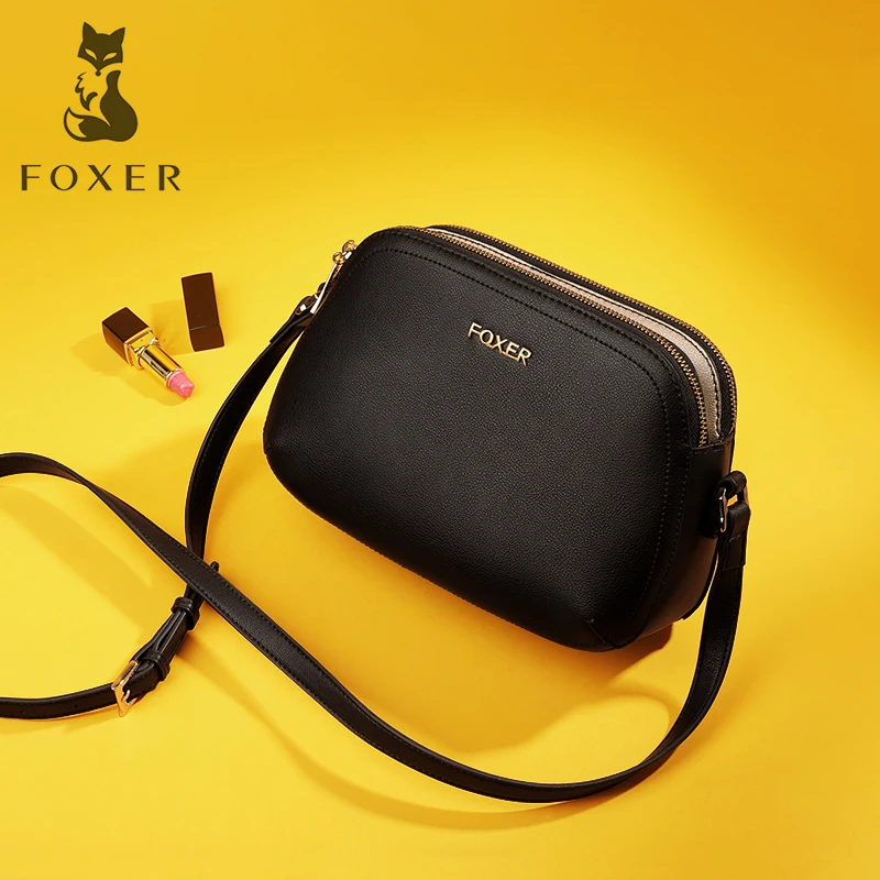 Senhora de Couro Bolsa de Ombro Foxer Marca Genuína Ocasional Bolsa Crossbody Moda Feminina Pequena Messageer Bolsas Soild Macio