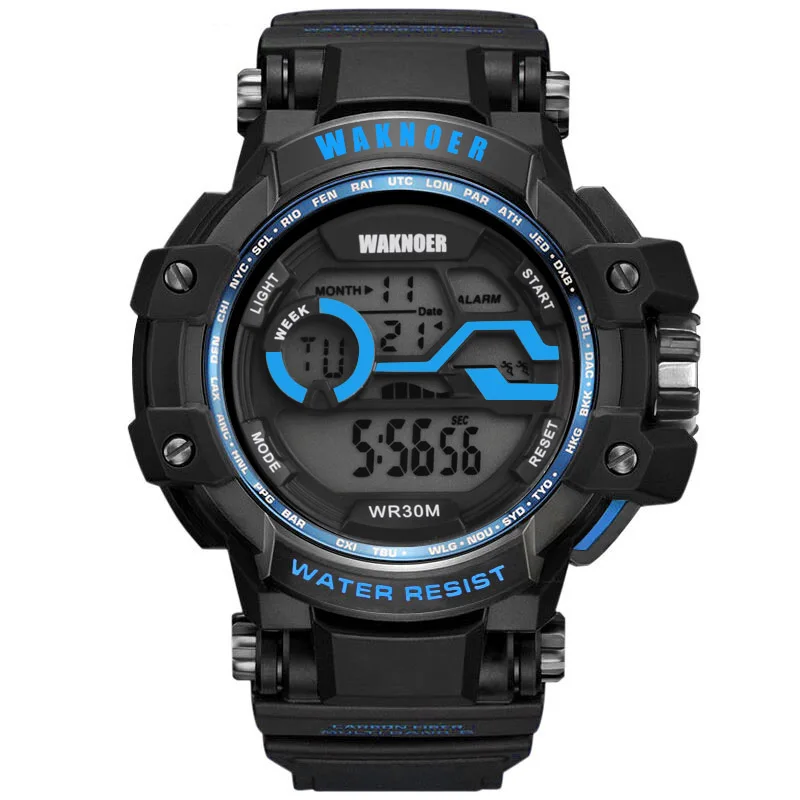 

2018 WAKNOER Watch Men Watch Waterproof Military Sport Digital Watches Fashion LED Men's Watch erkek kol saati relogio masculino