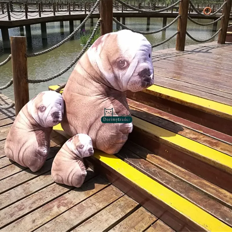 Dorimytrader Realistic 3D Printed Plush Shar Pei Dog Pillow Doll Big Cute Dog Toys Simulated Animals DY61827 (8)