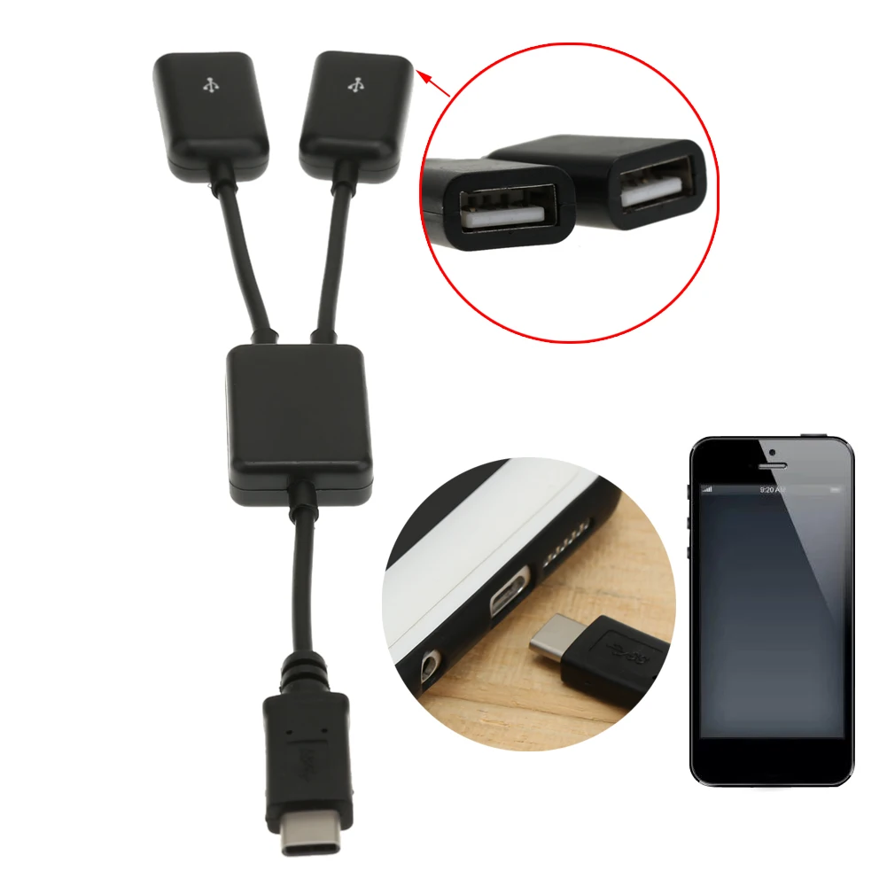 USB 3,1 type-C OTG Кабель-концентратор 2 в 1 USB C 3,1 штекер-мама кабель-концентратор type-C-двойной USB 2,0 кабель-конвертер