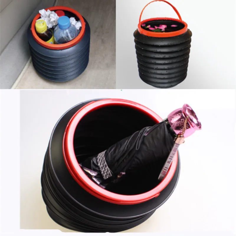 4L складное выдвижное ведро, регулируемый по высоте портативный мусорный бак, зонтик для хранения мелочей, органайзер для хранения автомобиля