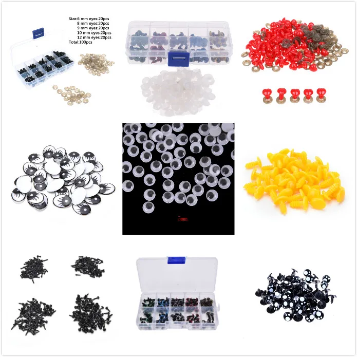 

Hot Sale 5-12mm 100pcs Black Plastic Crafts Safety Eyes for Teddy Bear Soft Toy Animal Doll Amigurumi DIY Accessories