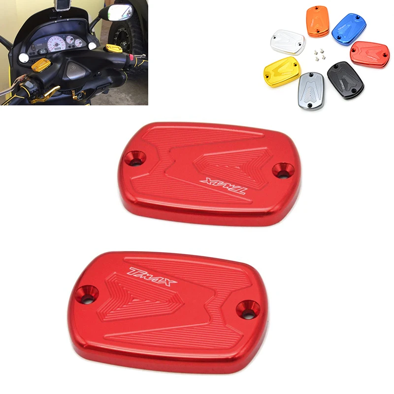 2 pieces Aluminum Motorcycle Front Brake Reservoir Fluid Tank Cap Modified Accessory for Yamaha TMax 530 2012-2016 500 2008-2011 motorcycle cnc front brake fluid reservoir cap cover for yamaha t max 530 500 tmax530 xp530 2012 2016 tmax500 xp500 2008 2011