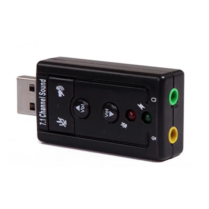 External USB Sound Card 7.1 Channel 3D Audio Adapter with 3.5mm Headset