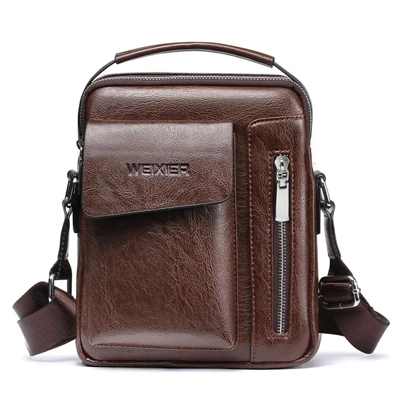 New Fashion Man Leather Messenger Bag Vintage Men Tote Bags Handbags Male Crossbody Single Shoulder Business Bags for Men - Цвет: Brown